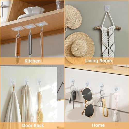 DKHDBD Adhesive Wall Hooks 50 Pack Heavy Duty Stainless Waterproof