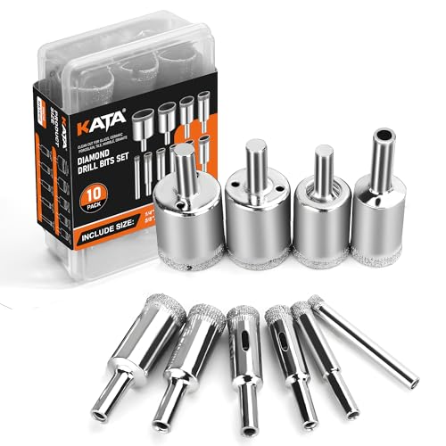 KATA 10PCS Diamond Drill Bit Set for Glass, Tile, Ceramic, Marble, Granite - color: 10 PCS Diamond Hole Saw Kit