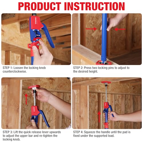WORKPRO Cabinet Jacks, 23-5/8" to 45-1/4" Adjustable Support Pole, 2-Pack - size: Medium-23.6"-45.3" 2PC