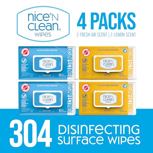 Nice 'N Clean Disinfecting Surface Wipes 304ct | Cleans & Disinfects Home & Kitchen Surfaces | Fresh & Lemon Scent - size: 304 Count (Pack of 1)