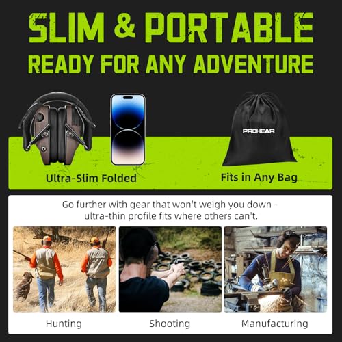 PROHEAR 022 Electronic Ear Protection for Shooting & Hunting - 29dB SNR Noise Reduction, 4 Omnidirectional Microphones - color: Electronic Ear Protection-brown