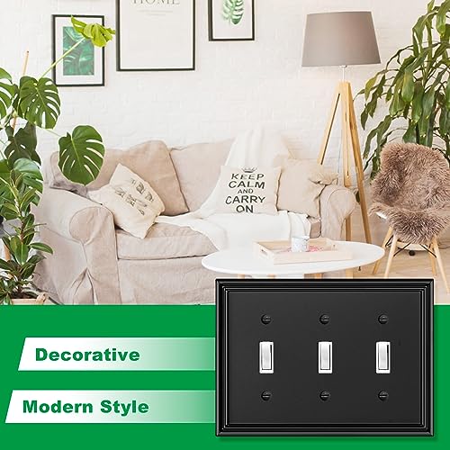 Black Modern Decorative Triple Toggle Light Switch Cover - size: 3 Gang Triple Toggle