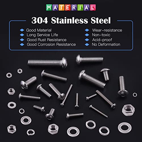 Glarks 925Pcs M2 M3 M4 M5 M6 Button Head Screws 304 Stainless Steel Hex Socket Cap Screws Bolts and Nuts Washers Assortment Kit with Hex Wrench for Machinery Furniture Car Repair - size: M2/M3/M4/M5/M6 screw assortment kit