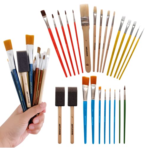 Artlicious Craft Paint Brushes Set for Kids, Acrylic Painting, 25 Pack - style: 25 Pack