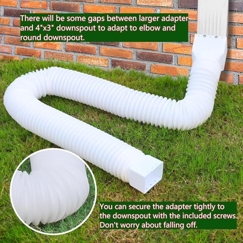 2 Pack Rain Gutter Downspout Extensions, Upgraded Flexible Drain Down Spout Extender for Rain Water Drainage, Each Extendable from 20" to 66", Combine to 10 ft with Connector(White) - color: 2 Pack White