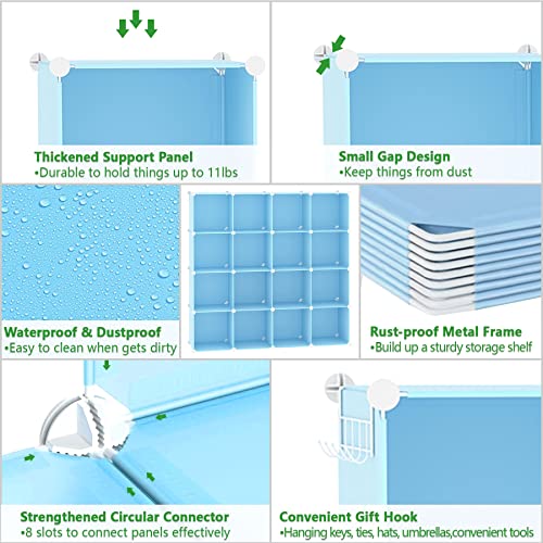 C&AHOME 16 Cube Storage Organizer Cube Shelves Units Storage Cubes, Blue - color: Blue