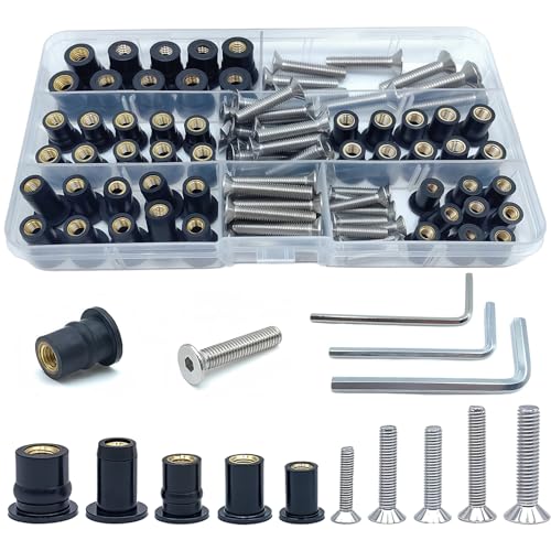 103Pcs M4 M5 M6 Rubber Well Nuts Kit for Kayak with Brass Inserts