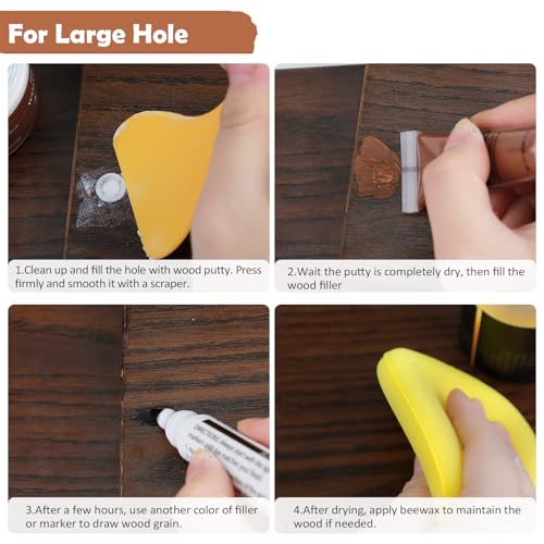 DEWEL Wood Furniture Repair Kit, New Upgrade Wood Fillers, Furniture Touch Up Markers, Wax Sticks, Wood Putty with Beeswax for Cracks, Wood Hole, Scratches, Floor, Table, Door - color: 12+8+8