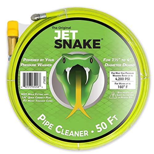 50 FT Sewer Jetter for Gas Pressure Washers - Flexible Steel Braid - style: 50 FT for Gas Pressure Washers