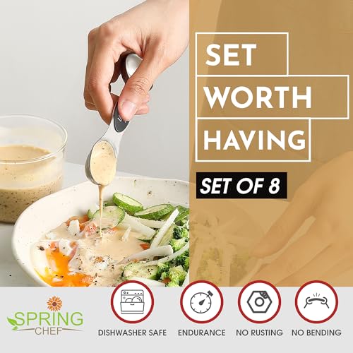 Spring Chef Stainless Steel Magnetic Measuring Spoons Set of 8, Gray - color: Gray, size: 1-Pack