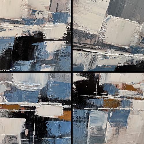 AUUZAIUA Abstract Canvas Wall Art Blue and White Oil Painting 24x48 Inch - size: 24"L x 48"W