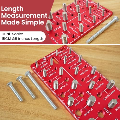 Thread Checker, Rustproof Nut and Bolt Thread Checker, Wall-Mountable Bolt Size Finder Tool, SAE & Metric Thread Gauge, Bolt and Nut Sizer for Quick Measurement - size: 30 Thread Checker