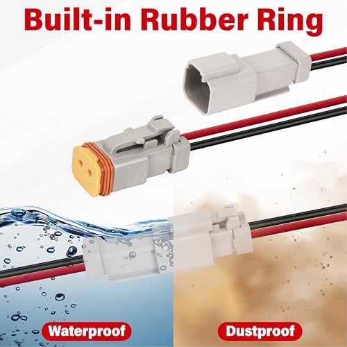 Deutsch DT 2 Pin Grey Male Female Wiring Harness Connector 6 Kits, 16 AWG - color: 6 Sets-Grey, size: 2Pin