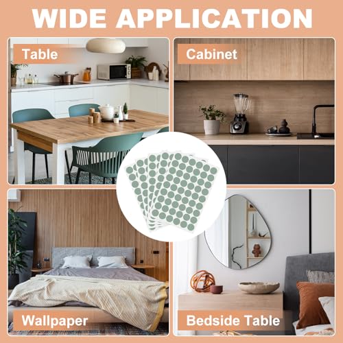 PATIKIL 270 Pieces Screw Hole Stickers, 5 Sheet Self-Adhesive Waterproof PVC Wood Grain Sticker for Screw Holes Wall Cabinets Desk Repairing, Light Green, 21mm/0.83 Inch - color: Light Green