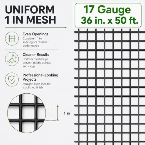 GoldPeak Black Hardware Cloth 1 x 1 inch Mesh 36'' x 50' 17-Gauge - size: 1x1 inch 36''x50'