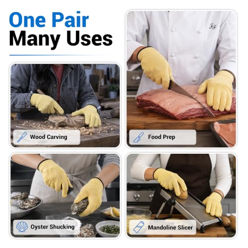 A5 Cut Resistant Gloves, Food Grade Kitchen Safety Gloves - color: Beige, size: Large