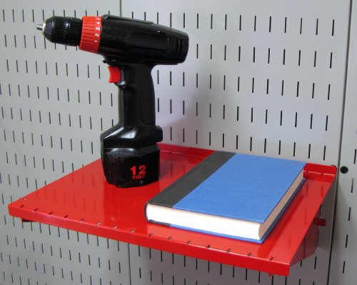 Wall Control Shelf 12in Deep Pegboard Shelf Assembly Pegboard and Slotted Tool Board - Red - color: Red