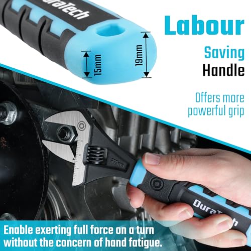 DURATECH 8-Inch Wide Jaw Adjustable Wrench - color: Black & Blue, size: 8-Inch