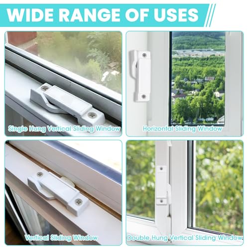 5PCS F2590 Window Sash Locks, White Sliding Window Latches - color: White