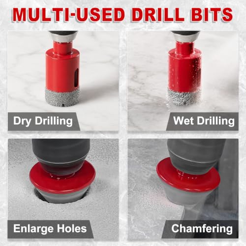 Diamond Hole Saw Kit, Tile Hole Saw Kit Vacuum Brazed 11Pcs (1/4"-2-1/2") - size: 6/8/10/20/25/28/32/35/45/65MM/2"