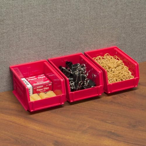 Akro-Mils 30210 AkroBins Plastic Storage Bins, 5"x4"x3", Red, 24-Pack - color: Red