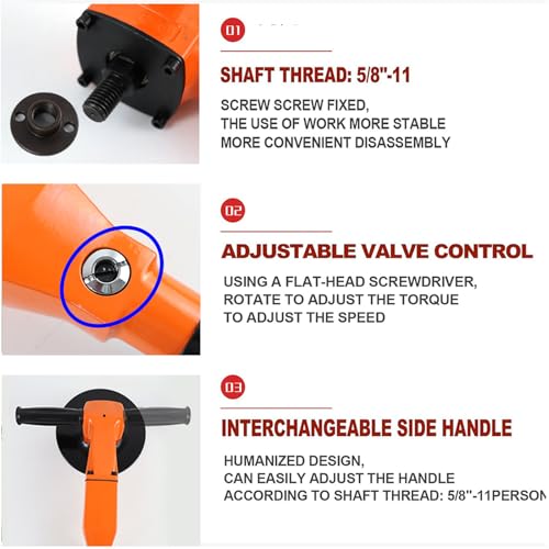 7" Pneumatic Orbital Sander Polisher, 4500 RPM Adjustable Speed Air Tool