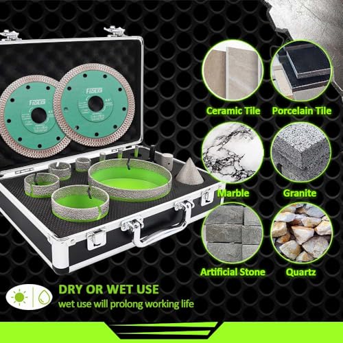 Tile Hole Saw Kit Diamond - (6-127mm Drill Bits+Finger Bit+Chamfer Bit+Adapter+Tile Blade) Diamond Hole Saw Kit - size: Kit6