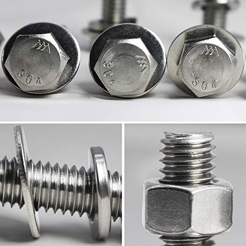 3/8-16 x 2-1/2" Bolts and Nuts Hex Head Bolts Screws, Nuts, Flat Lock Washers Hexagonal Head Bolt Stainless Bolts Machine Fully Thread Bright Assortment Kit 5Sets - size: [3/8-16 x 2-1/2" (5Sets)]