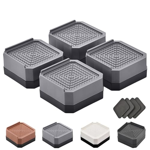 EclatBain Adjustable Bed Risers 1.5 Inch, 4000 lbs, 4 Pack Gray - color: Square-4 Pack-grey, size: 1 Layer(1.5inch)