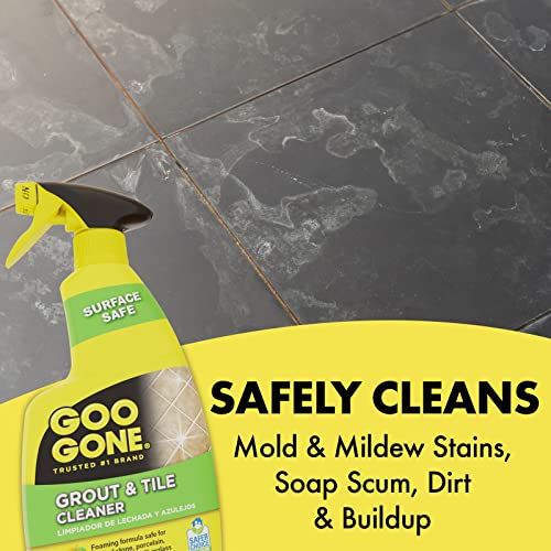 Goo Gone Grout and Tile Cleaner - 28 Ounce - Removes Tough Stains Dirt Caused by Mold Mildew Soap Scum and Hard Water Staining - Safe on Tile Ceramic Porcelain, pack of 2 - size: 28 Fl Oz (Pack of 2)