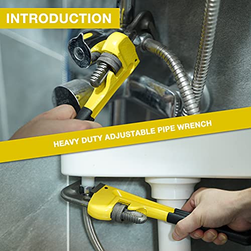 KOTTO Heavy Duty Adjustable Pipe Wrench Set - 3 Pack (8, 10, 12 Inches) Plumbing Wrench Tool with Faucet Pipe Tool in Storage Case