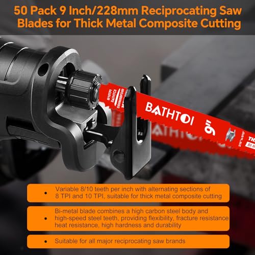 50 Pack 9 Inch 8/10 Tpi Reciprocating Saw Blades for Thick Metal Composite - size: 9 Inch 8/10TPI