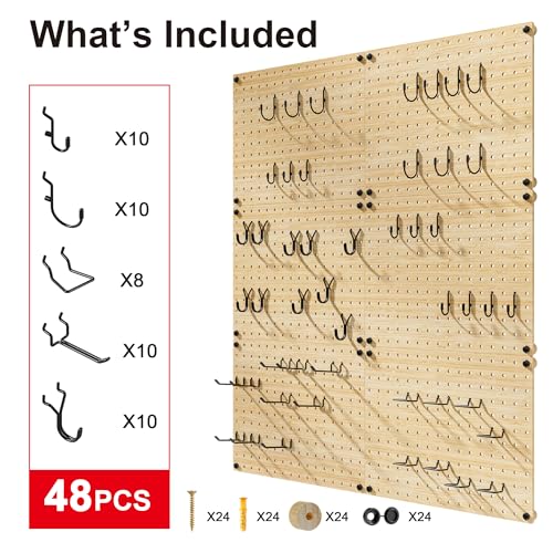 VOIMO Bamboo Pegboard Organizer Set, 6 Panels (16"x12") - size: 16'' X 12'' (6 Panels)
