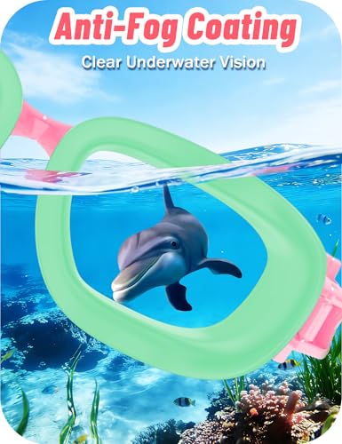 Vvinca Kids Swim Goggles, Swimming Goggles for Kids 3-14 Anti-Fog UV Protection No Leak Pool Glasses for Boys Girls - color: 05- Green & Pink