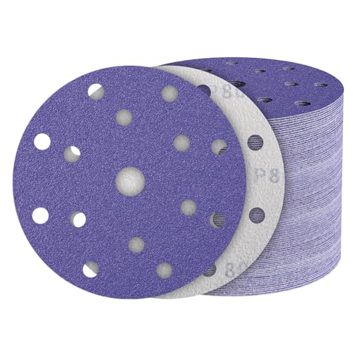 50Pcs 6 Inch Sanding Discs 80 Grit, Hook and Loop Orbital Sandpaper - style: 80Grit-50Pcs