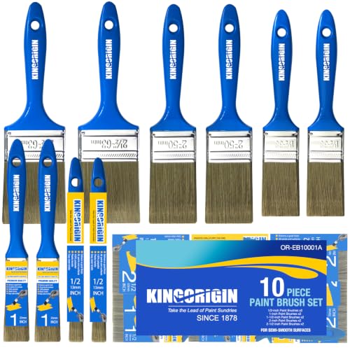 King Origin Paint Brush Set, 10 Pack Paint Brush 0.5" 1" 1.5" 2" 2.5" - color: 10 Pack, Multi-size