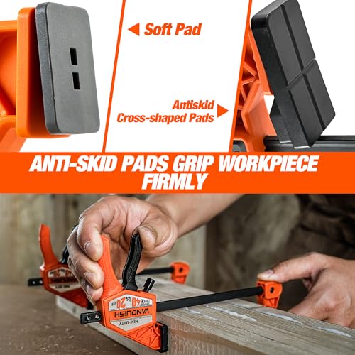 VANQUISH 4'' Mini Bar Clamps for Woodworking 2 Pack, 40LBS Load Limit | Wood Clamp, Quick Release Grip Clamps for Table Wood Working, Light-duty 3624 - size: 4inch 2 Pack