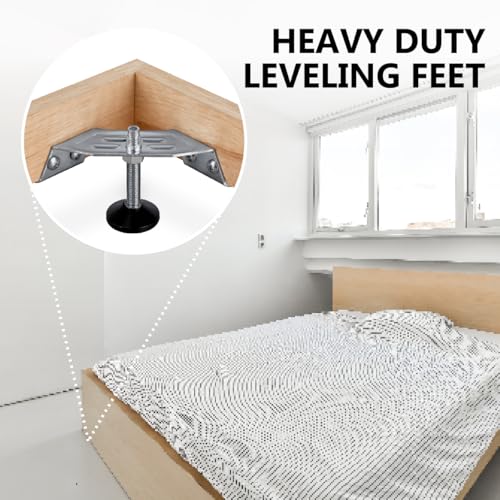POWERTEC Corner Leveling Feet 4PK, Heavy Duty Adjustable Corner Bracket Levelers with Nylon Foot for Cabinets, Vanities, Furniture & Shelves (71157E) - size: Corner Leveler, Set of 4