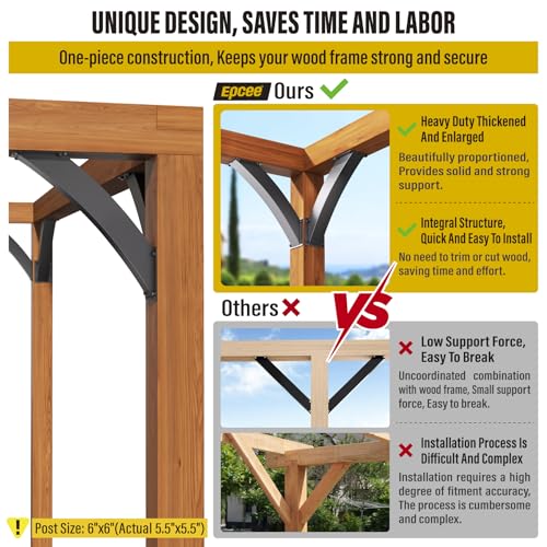 Heavy Duty 45 Degree Angle Support Bracket 4"×4" (Actual: 3.2"×3.2") Wood Beam Support Hardware Degree Post Bracket for Gazebos Pagola Porches 2Pcs - size: 4"×4"