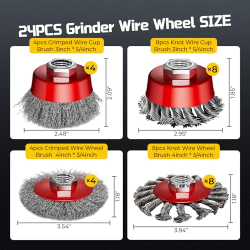4 inch Carbon Steel Crimped/Knotted Wire Wheel for Angle Grinder 24Pcs