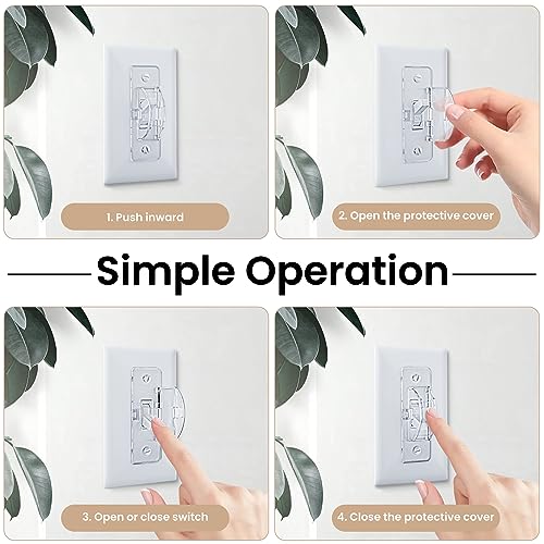 Roxiuc 2 Pack Clear Light Switch Guard - Child Proof, Double Buckle, Dimmer Compatible, Indoor/Outdoor, 2 Count, 3.5 x 1 inches - size: 2 Pack