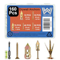 160 Pcs Gold Self Drilling Drywall Anchors with Screws Kit - color: Gold