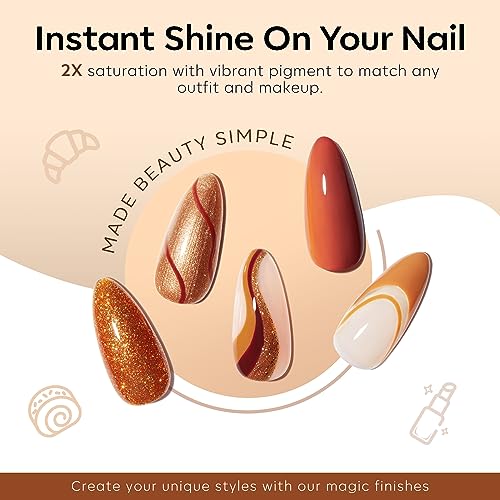 modelones Gel Nail Polish Set, 6 Colors Pearl Nude Brown Shimmer Glitter Gel Polish Kit, All Seasons Soak OFF LED Manicure Salon DIY Gift - color: Z-Cinnamon Brown