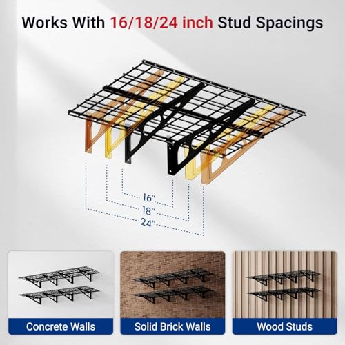 FLEXIMOUNTS 4-Pack 2x3ft Garage Shelving, 24"x72" Storage Shelves, Black - color: Black, size: 4 pack-2x3 ft