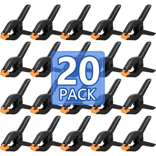 20 Pack 6 inch Plastic Spring Clamps, Black Heavy Duty Clips - size: 6in-20P