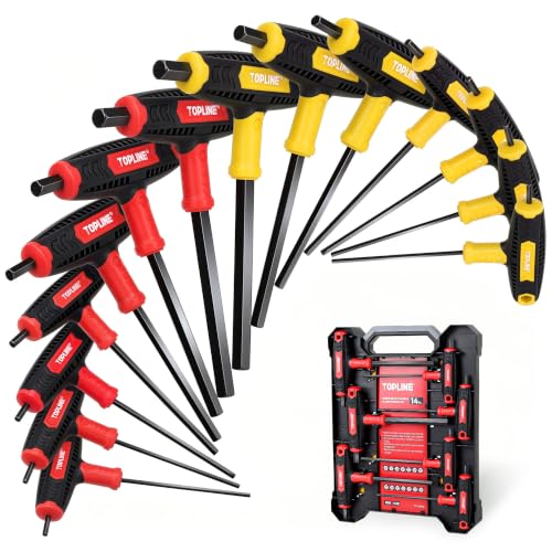 Topline 14-Piece Allen Wrench Set, Long Arm Hex Key Set with Storage Box