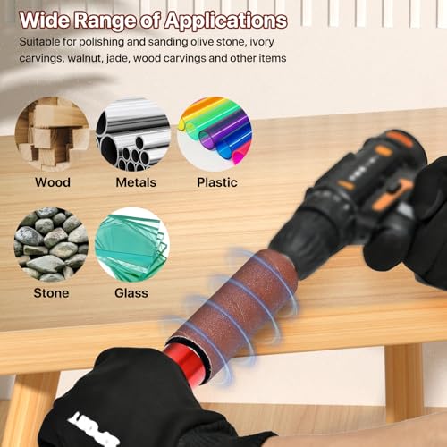 Hand-Held Rubber Sanding Drum for Drill - 4-1/2" x 1-1/2" and 4-1/2" x 1", Spindle Sander Adapter for Power Drill, Drum Sanding Sleeves for Wood and Metal
