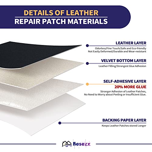 Leather Repair Patch Tape Kit, Self Adhesive Leather Repair for Furniture, Couch, Sofa, Car Seats,Office Chair,Vinyl Repair Kit.30inx16in - color: Black, size: 30 in x 16 in