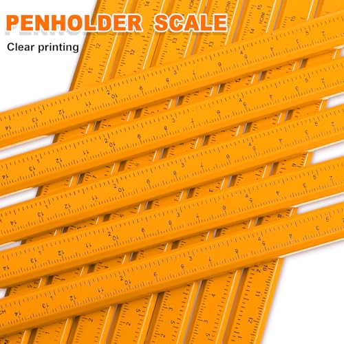 Honoson 200 Pcs Flat Construction Pencils with Printed Ruler Wood Graphite 2 Pcs Carpenter Pencil Sharpener for Woodworking Marking Tool(Wood) - color: Wood