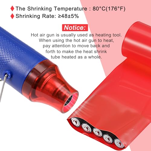 MECCANIXITY Battery Wrap PVC Heat Shrink Tubing 48mm Dia 75mm Flat 10 Feet(3meters) Red Good Insulation for Battery Pack - color: Red, size: 48mmx75mmx3m